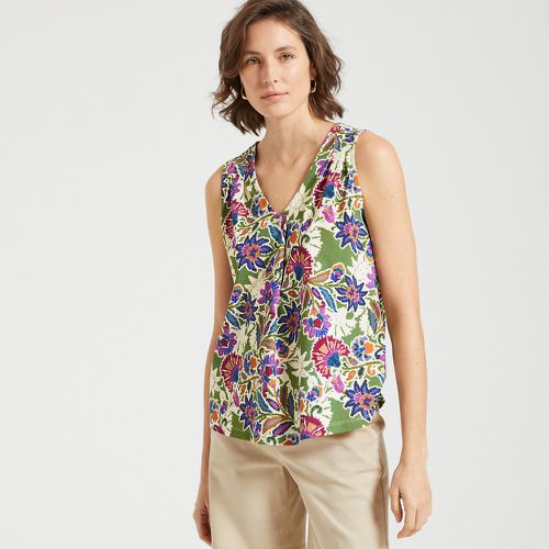 Floral Cotton Sleeveless T-Shirt with V-Neck - Anne weyburn - Modalova