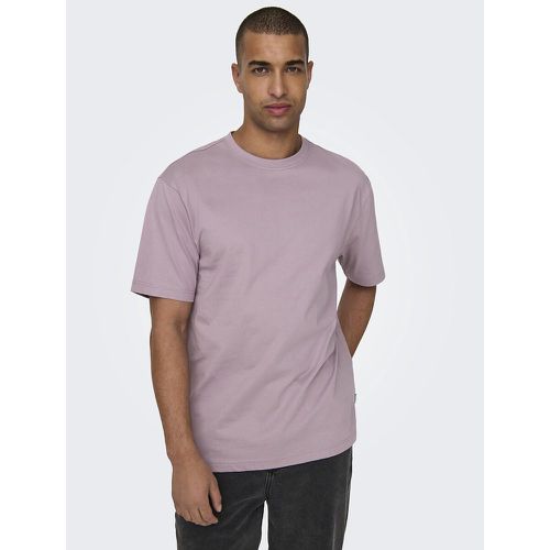 Organic Cotton T-Shirt in Loose Fit with Crew Neck - Only & Sons - Modalova