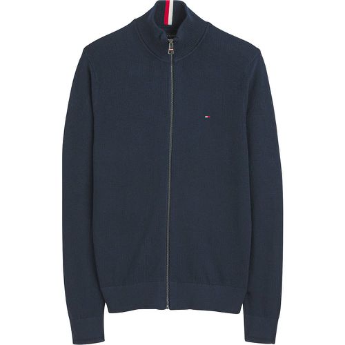 Cotton/Wool Zipped Cardigan in Cable Knit with Crew Neck - Tommy Hilfiger - Modalova