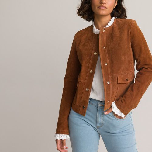 Suede Press-Stud Jacket with Round Neck - LA REDOUTE COLLECTIONS - Modalova