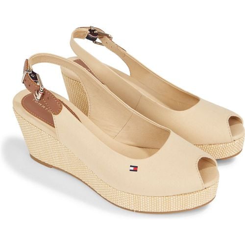 Iconic Elba Sling Sandals in Leather with Wedge Heel - Tommy Hilfiger - Modalova