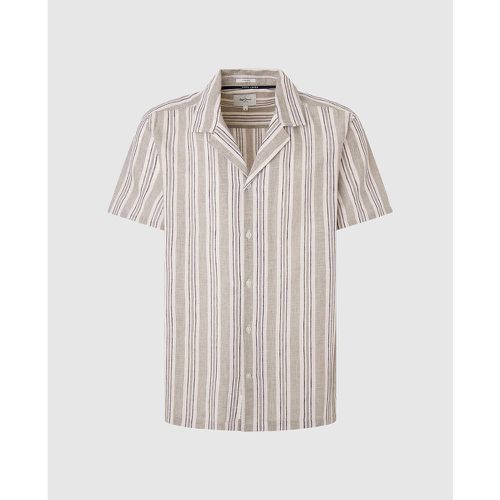 Striped Cotton/Linen Shirt with Short Sleeves - Pepe Jeans - Modalova