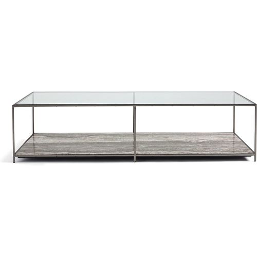 Buren Tempered Glass & Travertine Coffee Table - AM.PM - Modalova