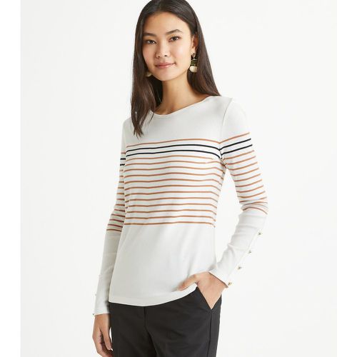 Breton Striped Cotton T-Shirt with Crew Neck and Long Sleeves - Anne weyburn - Modalova