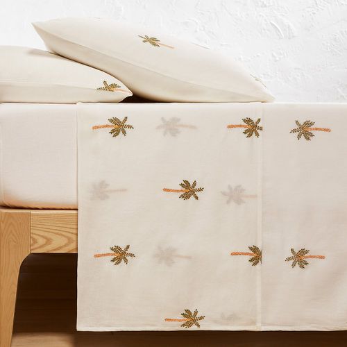 Ravenel Embroidered Palms Cotton & Washed Linen Flat Sheet - LA REDOUTE INTERIEURS - Modalova
