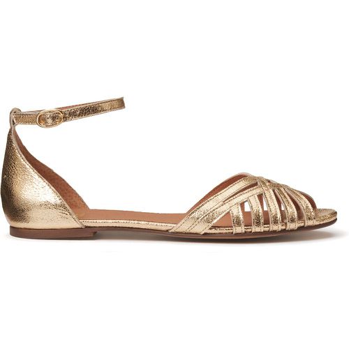 Metallic Leather Sandals with Ankle Strap and Flat Heel - LA REDOUTE COLLECTIONS - Modalova