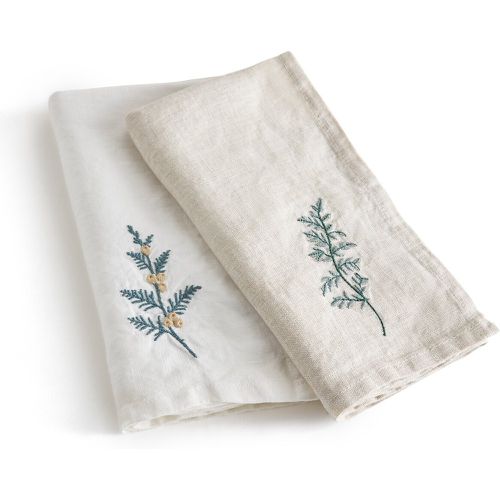Set of 2 Wintergreen Embroidered Washed Linen Napkins - LA REDOUTE INTERIEURS - Modalova