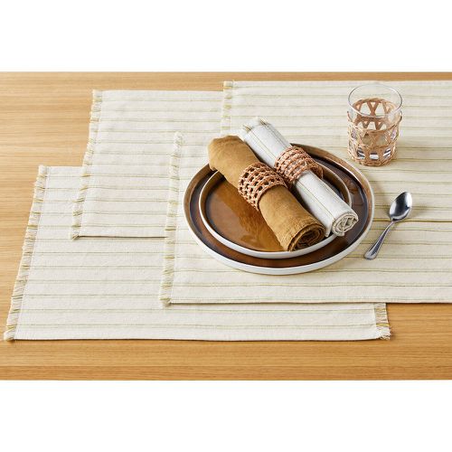 Set of 4 Lovnas Striped Fringed Cotton & Linen Placemats - LA REDOUTE INTERIEURS - Modalova