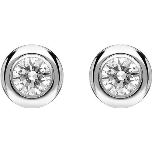 Ct White Gold 0.14ct Diamond Tube Set Round Stud Earrings - Bloch - Modalova