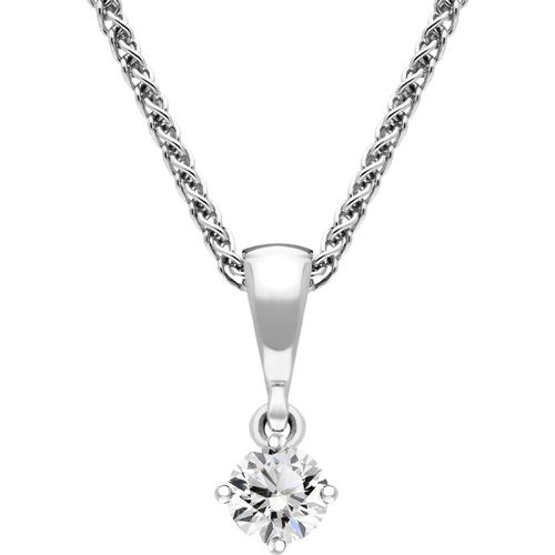 Ct White Gold 0.10ct Diamond Brilliant Cut Solitaire Necklace - C W Sellors Diamond Jewellery - Modalova