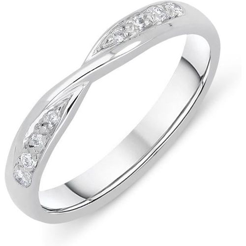 Ct White Gold 0.07ct Diamond Crossover Wedding Ring - C W Sellors Diamond Jewellery - Modalova
