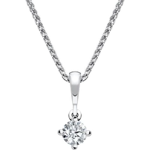 Ct White Gold 0.10ct Diamond Brilliant Cut Solitaire Necklace - C W Sellors Diamond Jewellery - Modalova