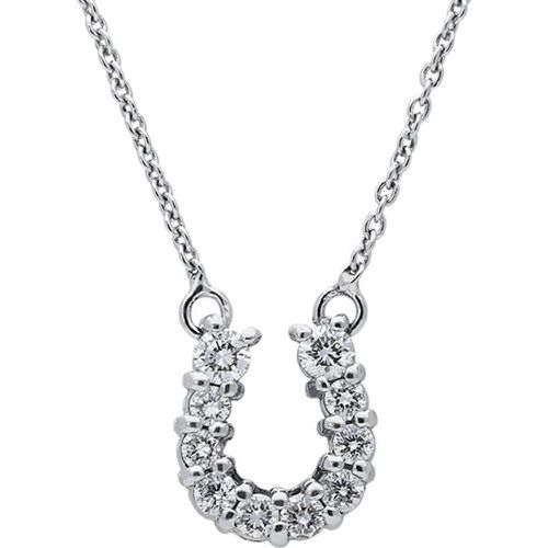 Ct White Gold 0.10ct Diamond Horseshoe Necklace - C W Sellors Diamond Jewellery - Modalova