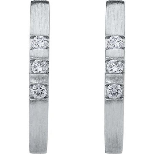 Ct White Gold 0.09ct Diamond Satin Hoop Earrings - C W Sellors Diamond Jewellery - Modalova