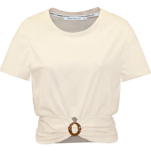 T-shirt con accessorio oro - SIMONA CORSELLINI - Modalova