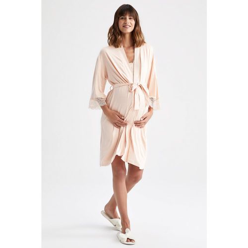 Relax Fit Half Sleeves Lace Detail Maternity Dressing Gown - DeFacto - Modalova