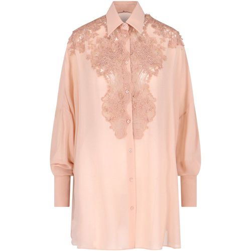 Camicia oversize dettaglio pizzo - Ermanno Scervino - Modalova