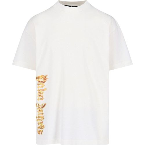 T-shirt stampata "Burning Logo" - Palm Angels - Modalova