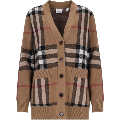 Cardigan in cashmere e lana "Check" - Burberry - Modalova