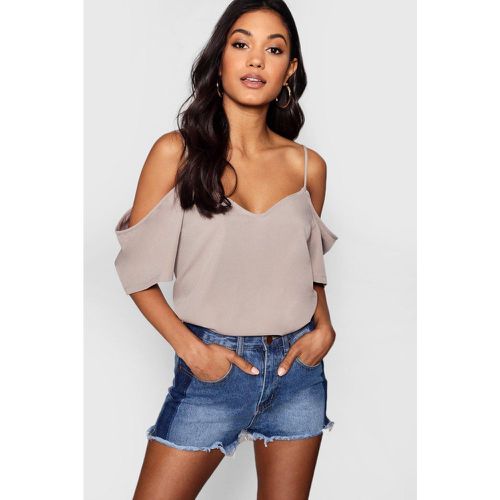 Top in tessuto con spalline aperte - boohoo - Modalova