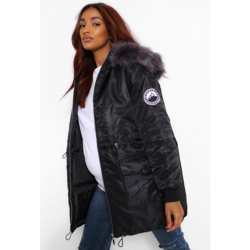 Parka Premamá Con Ribete De Pelo Sintético - boohoo - Modalova