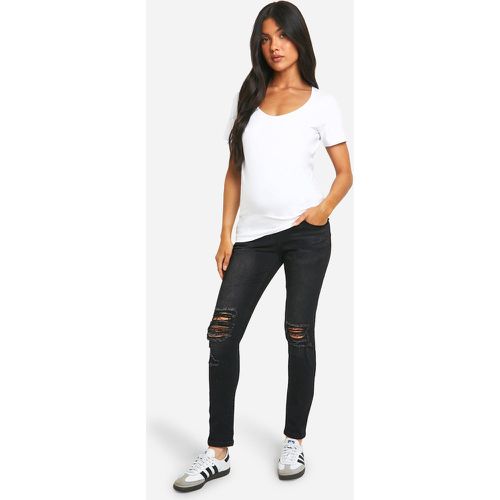 Jeans Premaman a vita alta Skinny Fit con strappi - boohoo - Modalova