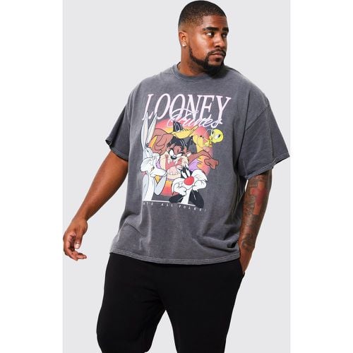 Camiseta Plus Con Lavado De Ácido Y Estampado De Los Looney Tunes - boohoo - Modalova