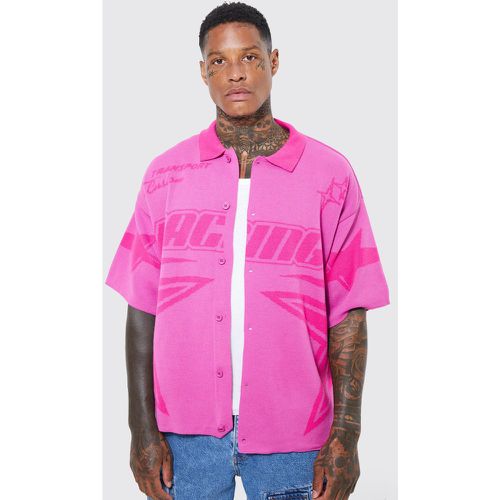 Camisa Recta De Punto Con Estampado De Motociclismo - boohoo - Modalova