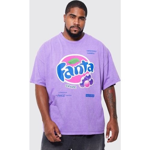 Camiseta Plus Sobreteñida Con Estampado De Fanta Grape - boohoo - Modalova