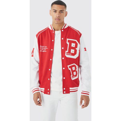 Giacca Bomber stile Varsity in jersey - boohoo - Modalova