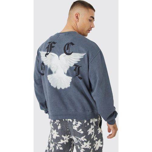 Sudadera Oversize Recta Con Estampado Gráfico Desteñido - boohoo - Modalova