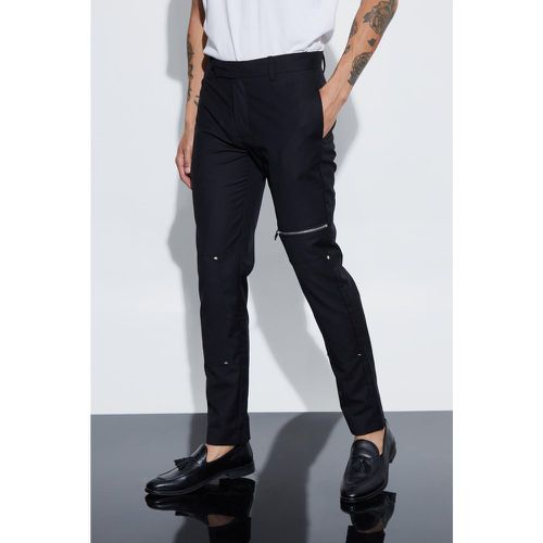 Pantaloni Skinny Fit con zip, Nero - boohoo - Modalova