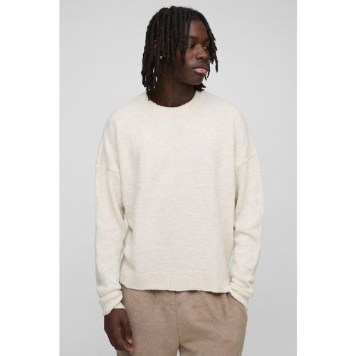 Maglione squadrato in maglia in bouclé con girocollo esteso - boohoo - Modalova