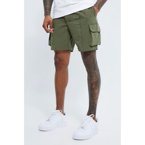 Pantaloncini Cargo Slim Fit elasticizzati con nervature - boohoo - Modalova