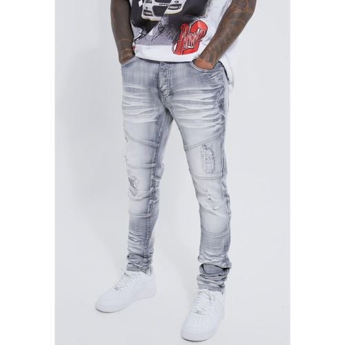 Jeans Skinny Fit Stretch pesanti candeggiati con strappi - boohoo - Modalova