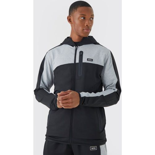 Felpa Man Active con pannelli, zip e cappuccio - boohoo - Modalova