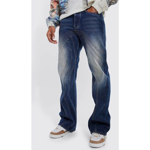 Jeans rilassati in denim rigido a zampa con pannelli colorati - boohoo - Modalova