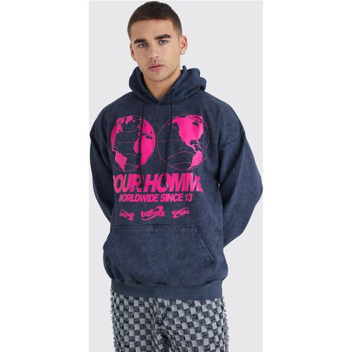 Sudadera Oversize Con Capucha Y Estampado Gráfico Pour Homme - boohoo - Modalova