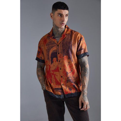 Camisa Oversize De Manga Corta Con Estampado De Pintura En Relieve - boohoo - Modalova