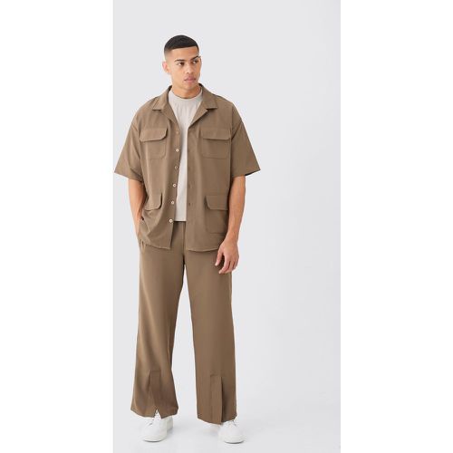Conjunto De Pantalón Con Abertura En El Bajo Y Camisa Elástica Ligera - boohoo - Modalova