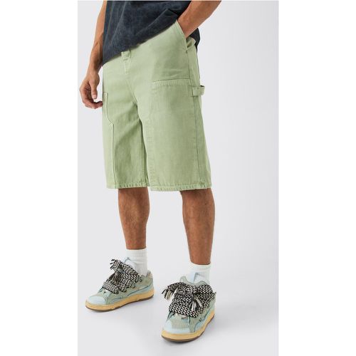 Pantaloni tuta in denim sovratinti color salvia con dettagli stile Carpenter - boohoo - Modalova