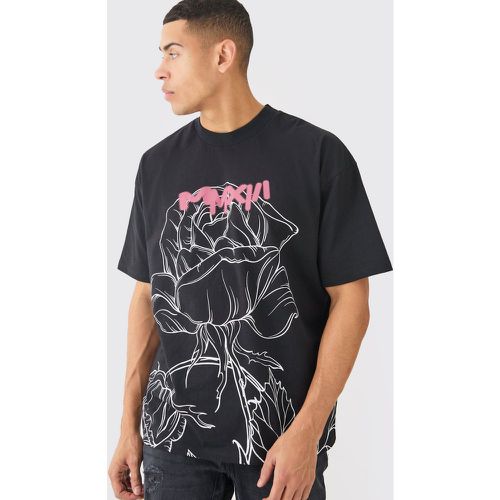 T-shirt oversize Man Rose con girocollo esteso - boohoo - Modalova