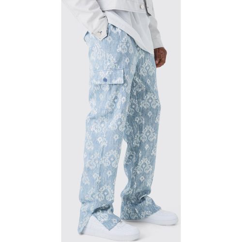 Pantaloni Cargo Tall stile arazzo con vita elasticizzata e spacco sul fondo - boohoo - Modalova