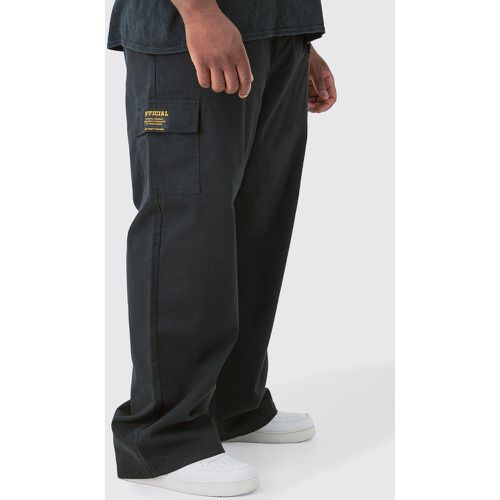 Pantalón Plus Cargo Holgado De Sarga Con Cintura Elástica Y Etiqueta - boohoo - Modalova