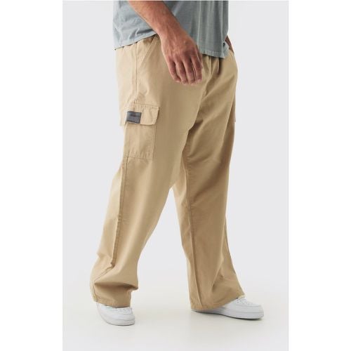 Pantalón Plus Cargo Holgado De Sarga Con Cintura Elástica Y Etiqueta - boohoo - Modalova