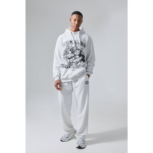 Tuta sportiva oversize Man Active x Og Gym con grafica e cappuccio - boohoo - Modalova