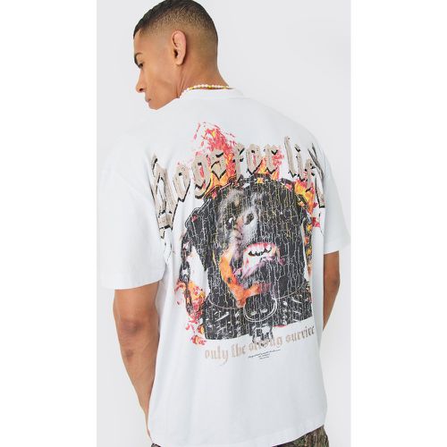 Camiseta Oversize Gruesa Rota Con Estampado Gráfico De Perro - boohoo - Modalova