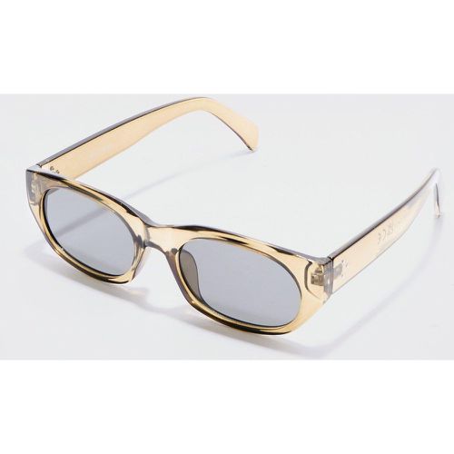 Chunky Rounded Frame Sunglasses In Khaki - boohoo - Modalova