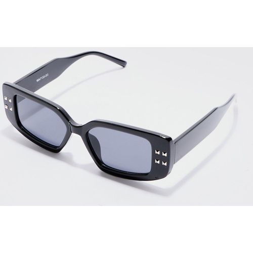 Chunky Rectangle Sunglasses With In Black - boohoo - Modalova