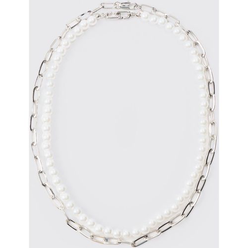 Collana a catena a più fili color argento con perle e perle - set di 2 paia - boohoo - Modalova